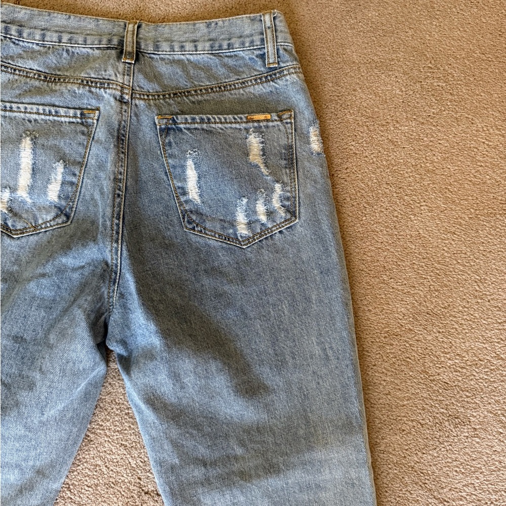 High Rise Distressed Blue Jeans - Picture 9 of 12
